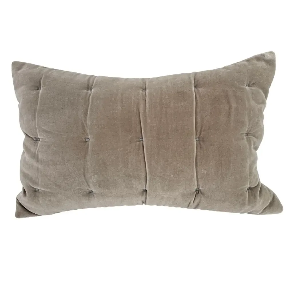RH Restoration Hardware Velvet Linen Tufted Lumbar Pillow 22x14 Down Insert